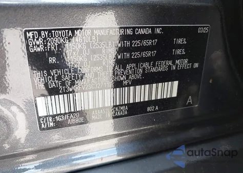 2025 Toyota Rav4 Xle from USA, damaged, VIN 2T3W1RFV2SC327112